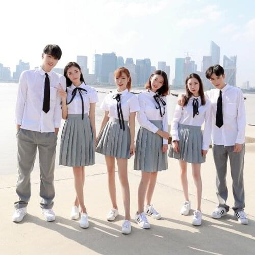 New Arrival Sailor suit School uniform sets JK school uniforms for girls White shirt and dark gray skirt suits Student Cosplay