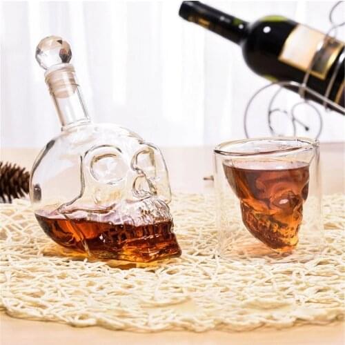Creative Skull Glass Whisky Vodka Wine Crystal Bottle Spirits Cups Transparent Wine Drinking Cups Bar Home Hotsale Big Sale