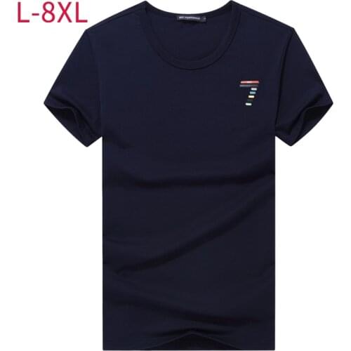 L-8XL Male Casual Thin T-Shirt For Summer Men Brand Cotton Stretch Breathable Streetwear Fitness Solid 6 Colors Varsity Top Tees
