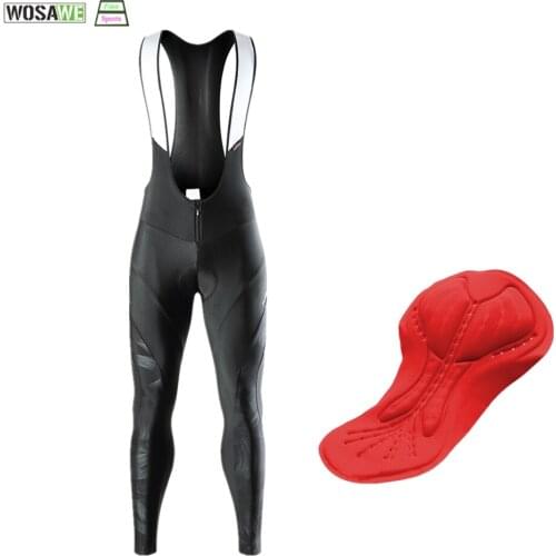 WOSAWE Summer Cycling Bib Pants Men Gel Padded Long Pants Outdoor Bicycle Wear Bike Trousers Anti-slip Breathable Mesh