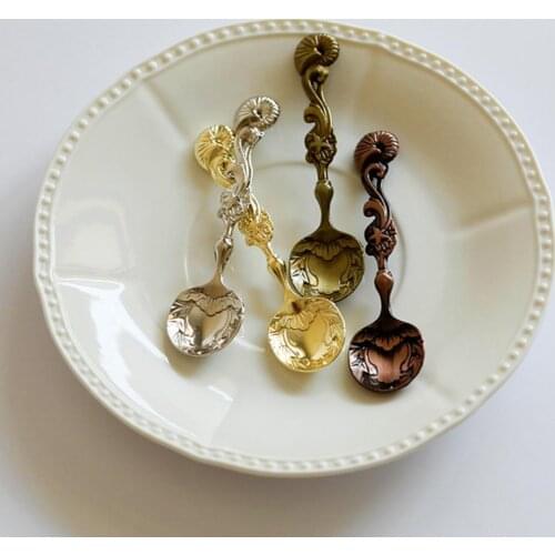 Stainless Steel Retro Coffee Spoon Mini Pure Color Multifunction Lightweight Dessert Spoon Creativityfor Home
