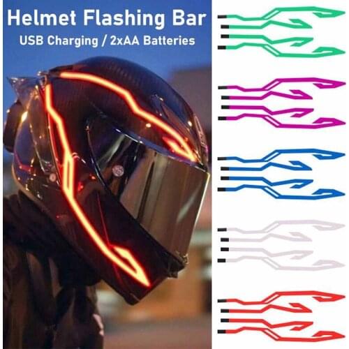 Motorcycle Helmet Light Strip Night Riding LED Light Flashing Signal Sticker Helmet reflector 9 colors