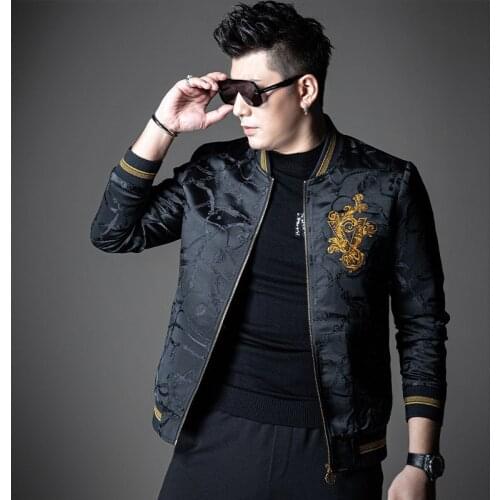 Jacket mens spring and autumn jacquard embroidery baseball collar new trend fashion jacquard embroidery plus size camouflage