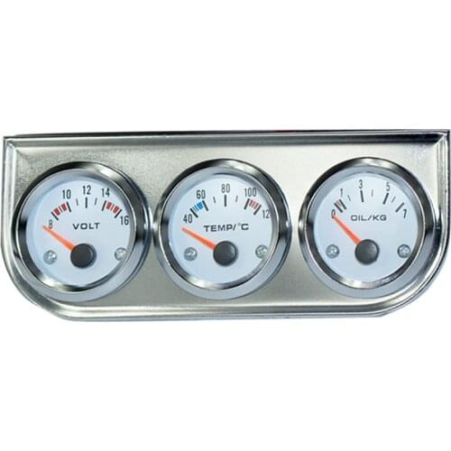 Chrome 2''52MM Triple gauge kit Voltmeter Water temp gauge Oil pressure gauge with Sensor Car Meter