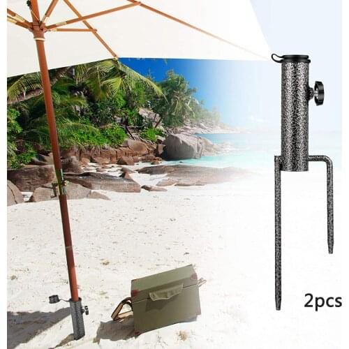 Set of 2 Portable Beach Patio Umbrella Steel Anchor Base Heavy Duty Sturdy