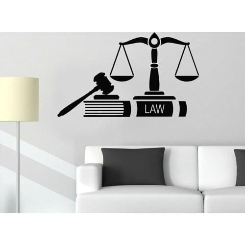 Wall Decal Justice Law Firm Court Studio Vinyl Window Stickers Interior Decoration Hammer Libra Fair Art Mural Removable S1303