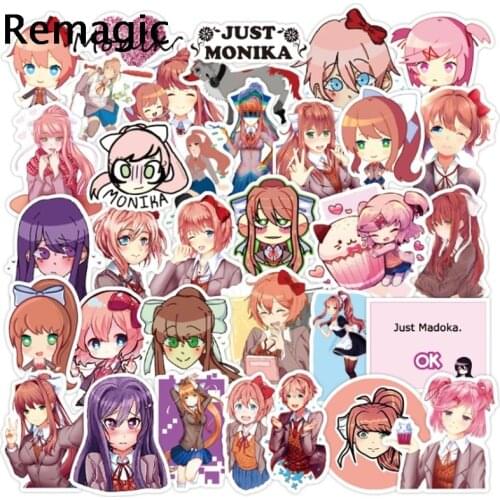 50pcs Japanese cartoon Monika Stickers Skateboard Guitar Suitcase Girls Waterproof scrapbooking Sticker Kids Graffiti Toys gifts