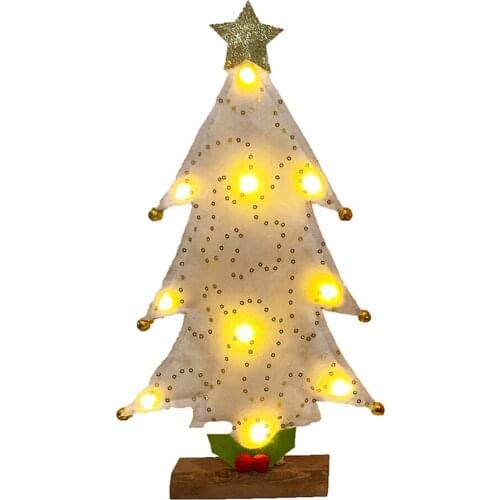 Mini Desktop Luminous Xmas Tree With LED Lights Craft Ornament For Home Xmas Gift For Child