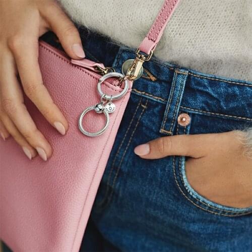 2021 new ladies original 925 sterling silver pandora charm DIY key ring jewelry gift