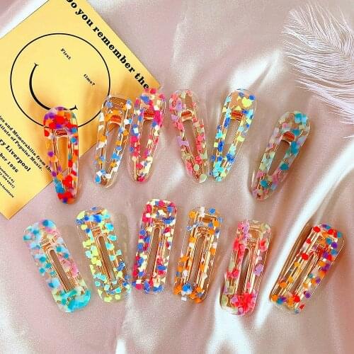New Women Girls Korea Acrylic Hollow Waterdrop Rectangle Hair Clips Sequins Hairpins Barrettes Hair Accessories