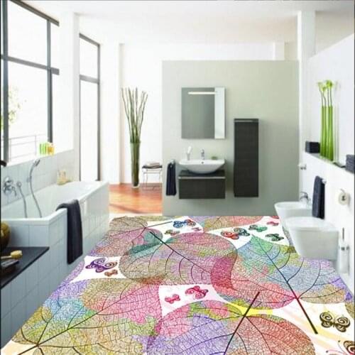 Beibehang customize wallpaper Creative leaves 3d flooring waterproof floor PVC floor wallpaper self-adhesive 3D wallpaper