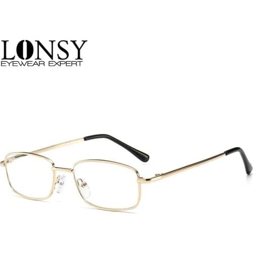 LONSY Retro Anti Blue Light Alloy Reading Glasses Women Men Luxury Brand Business Hyperopia Prescription Eyeglasses