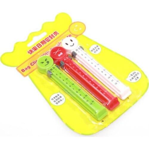 Kitchen Storage Organization Plastic Cartoon Smiling Face Sealed Sealing Food Bag Clip Sealer With Date Identity 6 Pcs/lot