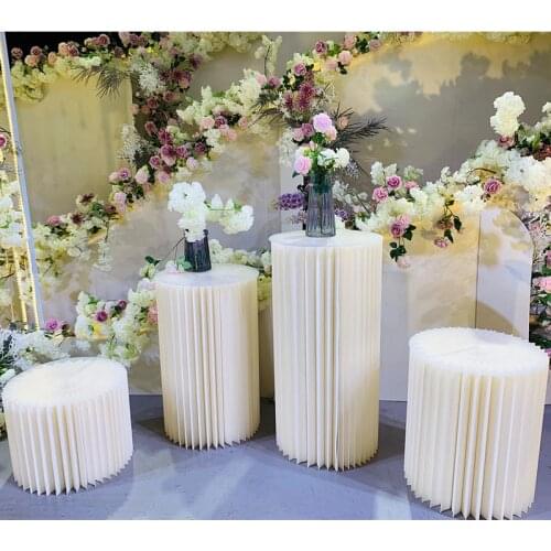 Origami Dessert Table Wedding Hall Scene Layout Welcome Area Dessert Column Folding Pearl Paper Dessert Table Cake Stand