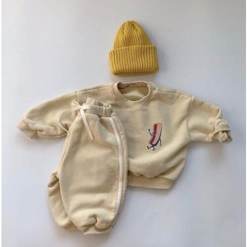 2020 Autumn Winter New Baby Boys And Girls Loose Casual Sweatshirt And Pants 2 Piece Sets Thick Fleece Childrens Clothing Suit