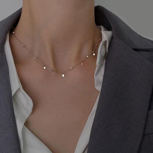 Fashion Elegant Minimalist Wafer Tassel Clavicle Chain Necklace Cute Geometric Round Choker Necklace Women Jewelry Gift