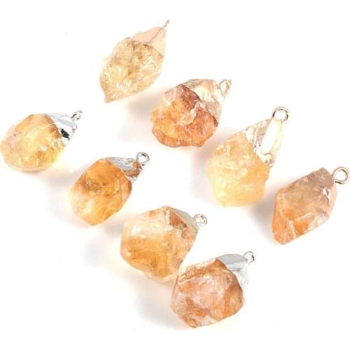 New 1PC Natural Stone Irregular Citrin Amethysts Pendants Crystal Charms for DIY Jewelry Making Necklaces Bracelet