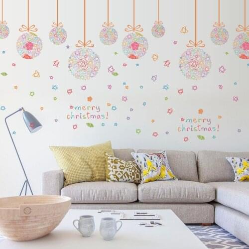 Colored ball hanging ball holiday childrens room bedroom living room glass window decoration wall sticker decal mural on the wa
