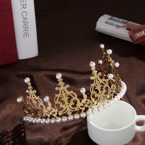 Party Simple Elegant Pearl Crown Beautiful Headdress For Kids Girl Children Wedding Birthday