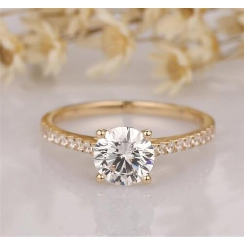 RandH 6.5mm 1.0CARAT Round Cut Women Jewelry 14K White Gold Women' Rings Wedding Egagement Rings For Women Party Gift