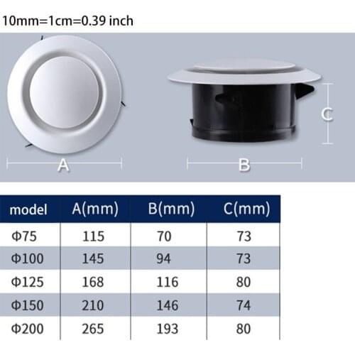 3/5 Inch ABS Air Vent Adjustable Round Exhaust Louver Grille Air Ventilation Cover Duct Fan Outlet Vent Soffit Air