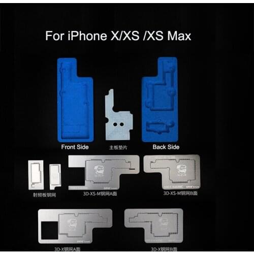 MECHANIC 3D BGA Reballing Stencil Kit For IP X/XS/XS MAX Welding Template Intermediate Layer Steel Mesh Planted Tin Platform