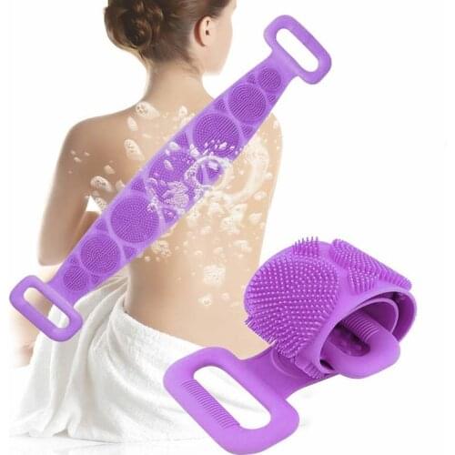 Silicone Gel Scrub Bath Brush Strip Massage Back Rubbing Back Mud Peeling Body Shower Extended Exfoliating Scrubber Skin Brushes