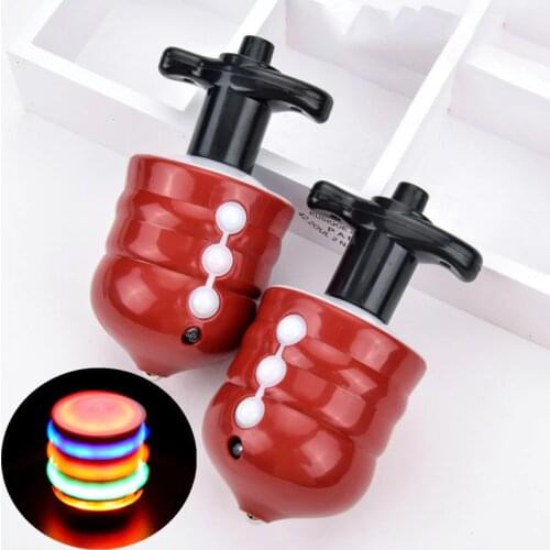 LED Kids Electric Luminescent Simulation Wood Gyro Children Toys Colorful Music Flash Spinner Top Lighting Flash Music Gyro
