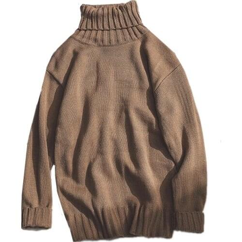 C1259 2020 new autumn winter men fashion pure color high neck Korean version students loose knitted sweater cheap wholesale