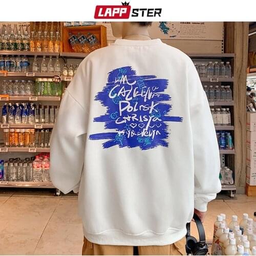 LAPPSTER Men Letter Harajuku Designer Hoodies 2021 Mens Streetwear Vintage Loose Sweatshirts Male Causal Fashion Kawaii Hoodies
