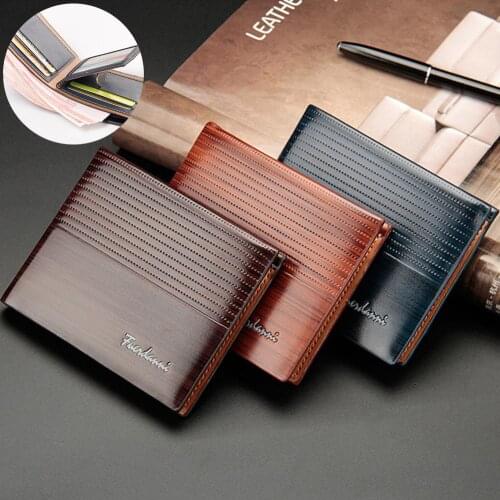 Top Vintage Leather Brand Luxury Wallet for men Short Slim Male Purses Money Clip Credit Card Dollar Price man wallet