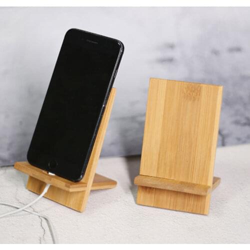 Universal Desktop Bamboo Mobile Phone Stand Mini Hard Durable Support Phone Bracket Holder for Iphone Xiaomi Huawei Samsung