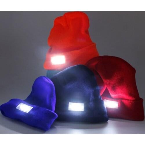 LED Light Knit Beanie Hat Night Lamp Fishing Climbing Outdoor Winter Men Women Cotton Warm Skull Cap Fashion Couple Bucket Hat