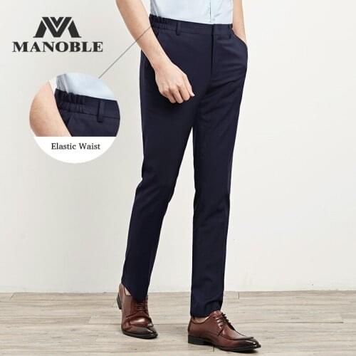High Quality 2021 Brand New Arrivals Mens Fashion Zipper Fly Suit Pants Elastic Waist Suit Pants for Men Wrinkle-Resist