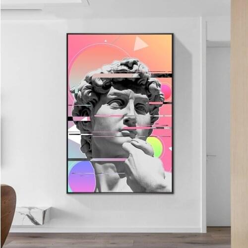 Funny Art of David Graffiti Art Posters And Prints Vaporwave Sculpture Of David Art Pictures Wall Paintings for Living Room