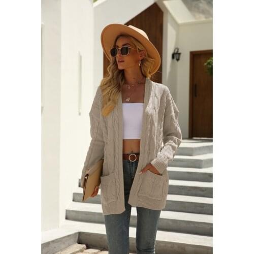 Autumn Winter Long Sleeve Knitwear Cardigan Women Knitted Sweater Pocket Cardigan Female Jumper Coat Solid Outwear Drop Shipping