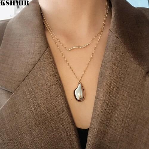 Kshmir Sweater necklace temperament new metal gold pendant choker fashion simple necklace 2021