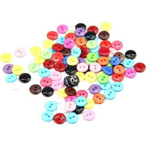100pcs 8mm Mixed Color Round Shape Resin Buttons Sewing Accessories