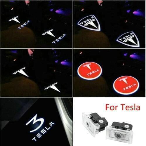 2pcs Car Led Door Welcome Laser Light For Tesla Model 3 Model S Model X Projector Logo Ghost Shadow Light For Tesla Accessory