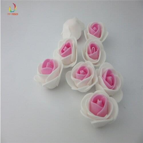 200pcs 2.8cm Mini Foam Rose Artificial Flower Bouquet Pink Wedding Flower DIY Decoration Scrapbooking Fake Rose Flower