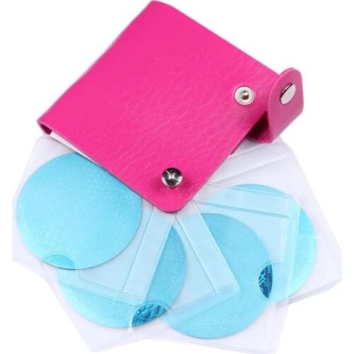 26Slots Nail Stamping Holder Red,Rose,Blue,Pink,Black,White Stainless Steel Storage Bag Rotate PU Stamp Empty Organizer TD33