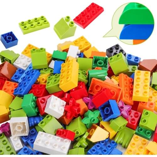 260Pcs Big Size Model Building Blocks Kit DIY Toys Compatible with Duploed Colorful Bulk Bricks With Pipe Bag Figurines Gift Toy