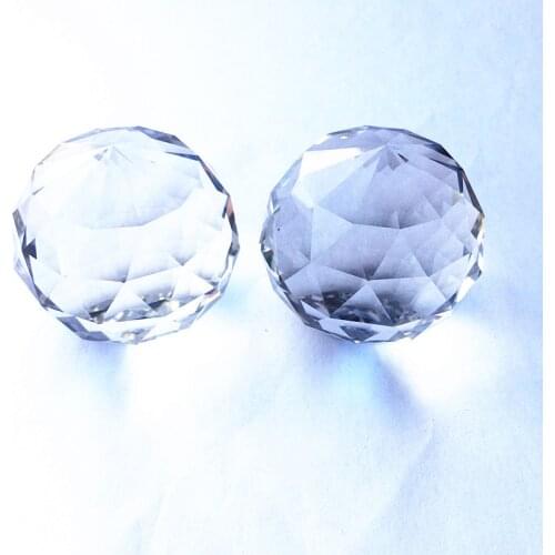 40pcs/lot 50mm Gergeous Multi-faceted Clear Crystal Glass Flat Suncatcher Balls For Lighting Decoration
