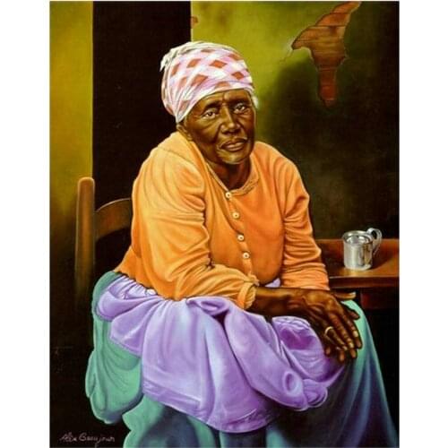 DIY 5D diamond painting cross stitch African old woman rhinestone mosaic pattern square diamond embroidery home decoration