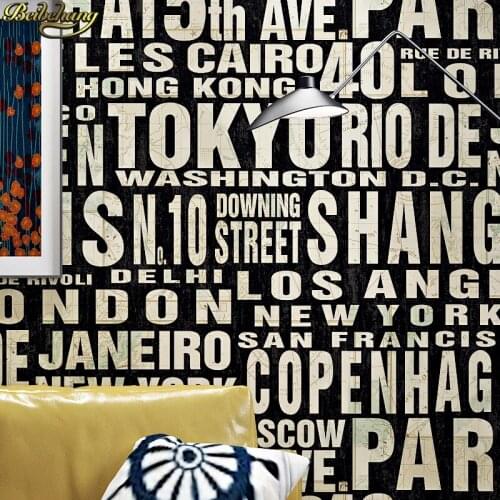 Beibehang 3D retro stereoscopic nostalgic English letters restaurant bar industrial style clothing store KTV wallpaper