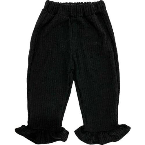 Boot Cut Pants 2021 New Kids Girls Black Bottoms Lace Clothes Spring Autumn Trousers Loose Toddler Girl Pant