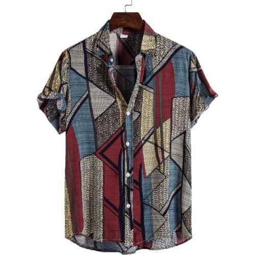 Men Vintage Clothes Cardigan Short Sleeve Hawaiian Shirt Beach Flower Shirt Men Turtleneck Shirt Vetement Homme Blusas Chemise