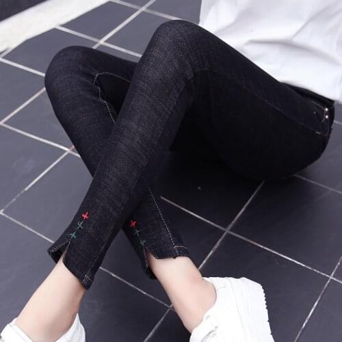 Elastic boyfriend for women jeans woman 2018 nice push up skinny jeans with high waist slim denim pants femme Personality design