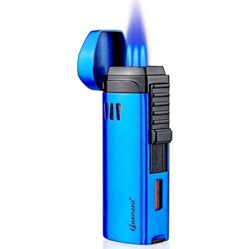 Guevara Metal Cigar Cigarette Tobacco Lighter Torch Jet Flame Refillable With Punch Smoking Tool Accessories Portable Gift Box