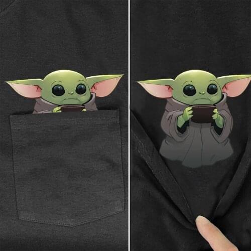 Cartoon Alien Cotton T-shirt Pocket Animal Printed Cotton T-shirt Fashion Summer Cool Shirt Harajuku Casual Tees Streetwear Tops